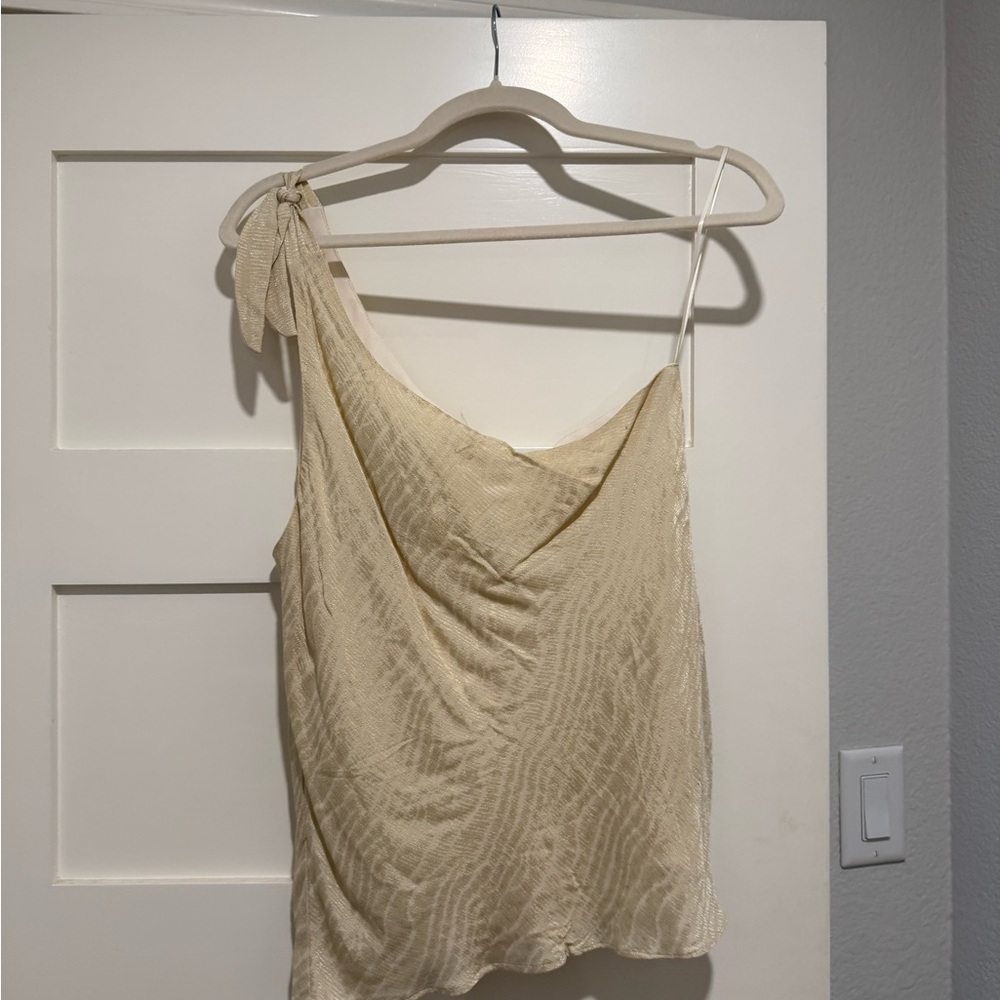 Cream One-Shoulder Tie-Shoulder Tank Top
